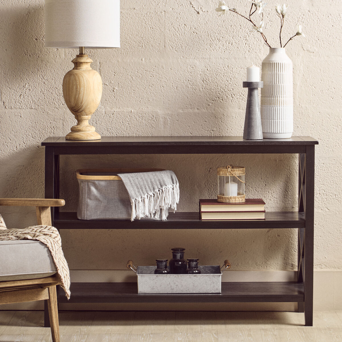 Heritage Two Shelf Large Black Bookcase