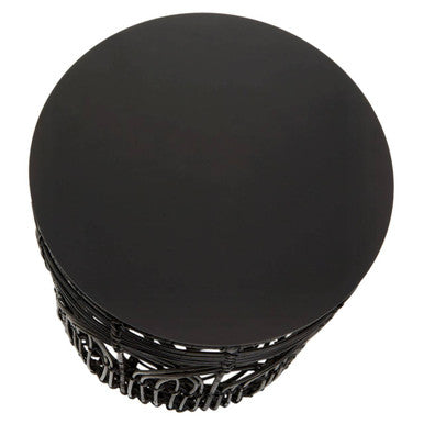 Black Round Rattan Stool or Side Table, Arles