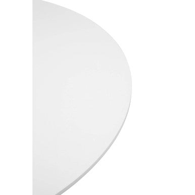 White Wooden Top Large Round Dining Table with Metal Base, Laila