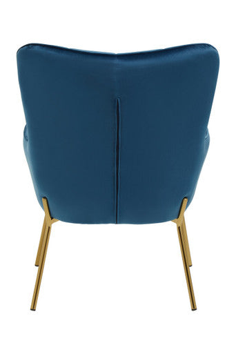 Stockholm Blue Velvet Chair with Gold Finish Tapered Legs