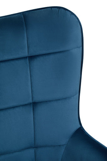 Stockholm Blue Velvet Chair with Gold Finish Tapered Legs
