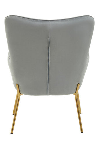 Stockholm Grey Velvet Chair with Gold Finish Tapered Legs