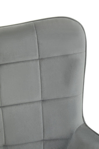 Stockholm Grey Velvet Chair with Gold Finish Tapered Legs