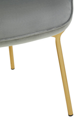 Stockholm Grey Velvet Chair with Gold Finish Tapered Legs