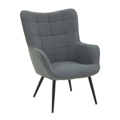 Stockholm Grey Fabric Armchair with Square Tufted Backrest