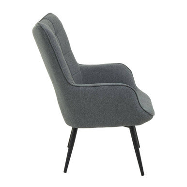 Stockholm Grey Fabric Armchair with Square Tufted Backrest