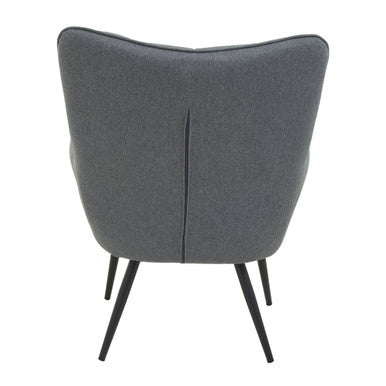 Stockholm Grey Fabric Armchair with Square Tufted Backrest