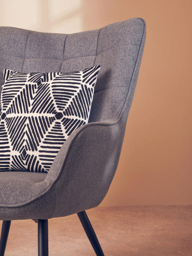 Stockholm Grey Fabric Armchair with Square Tufted Backrest