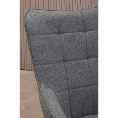 Stockholm Grey Fabric Armchair with Square Tufted Backrest