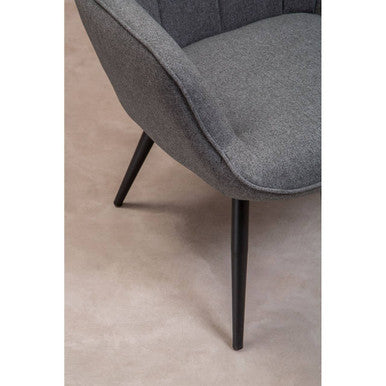 Stockholm Grey Fabric Armchair with Square Tufted Backrest
