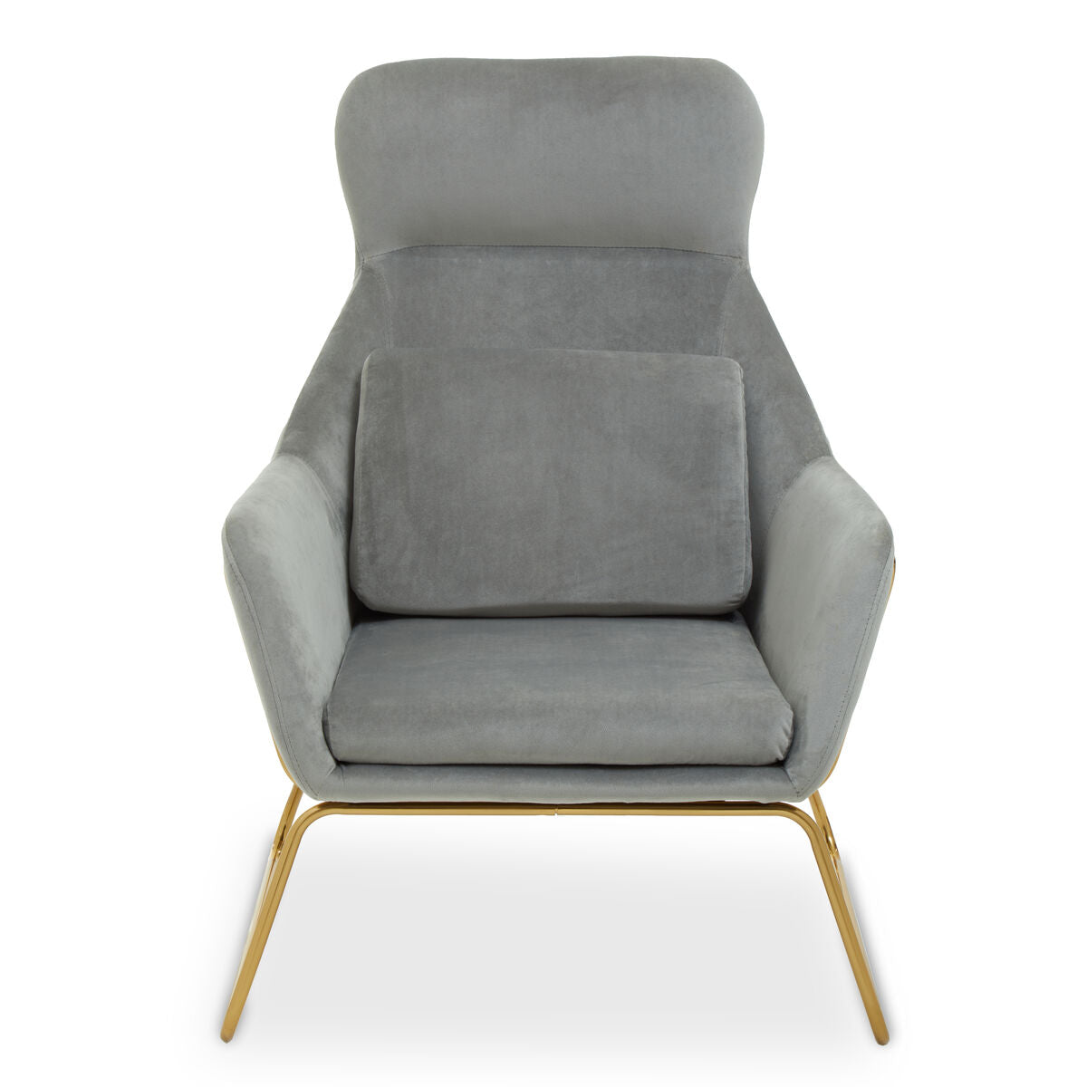 Stockholm Grey Velvet Armchair with Gold Metal Legs