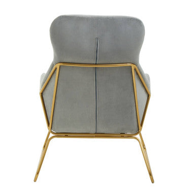 Stockholm Grey Velvet Armchair with Gold Metal Legs