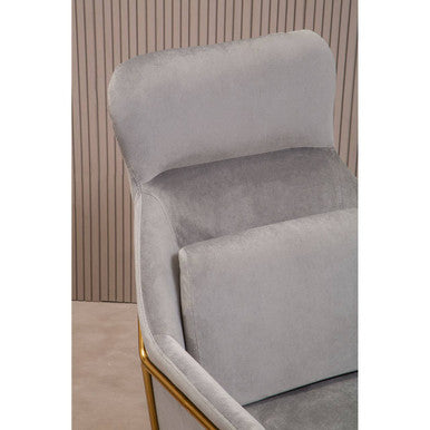 Stockholm Grey Velvet Armchair with Gold Metal Legs