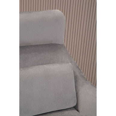 Stockholm Grey Velvet Armchair with Gold Metal Legs