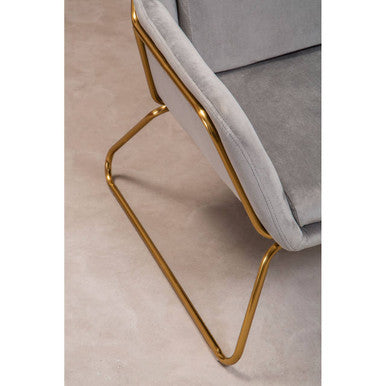Stockholm Grey Velvet Armchair with Gold Metal Legs