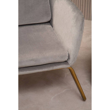 Stockholm Grey Velvet Armchair with Gold Metal Legs