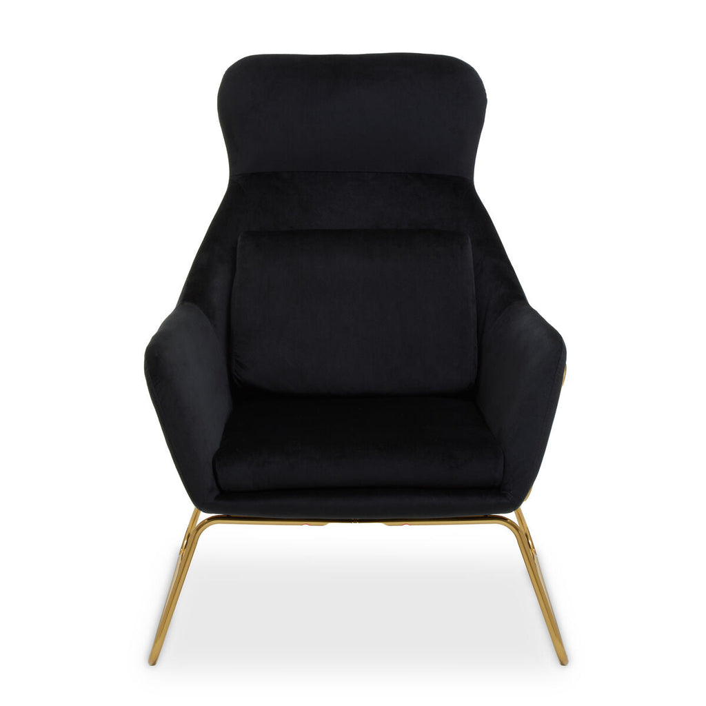 Stockholm Black Velvet Armchair with Gold Metal Legs