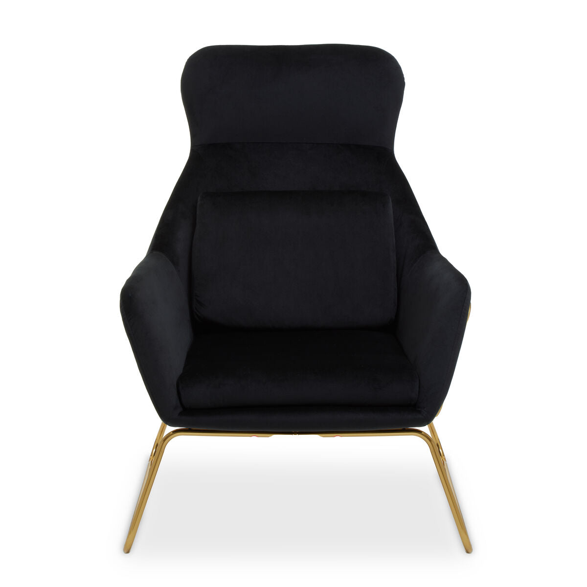 Stockholm Black Velvet Armchair with Gold Metal Legs
