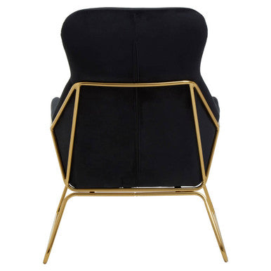 Stockholm Black Velvet Armchair with Gold Metal Legs