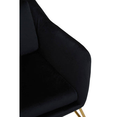 Stockholm Black Velvet Armchair with Gold Metal Legs