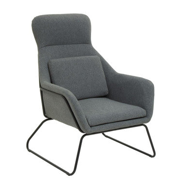 Stockholm Grey Fabric Chair with Black Metal Legs
