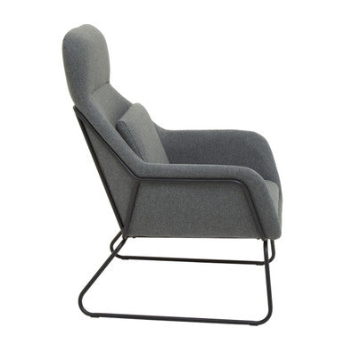 Stockholm Grey Fabric Chair with Black Metal Legs