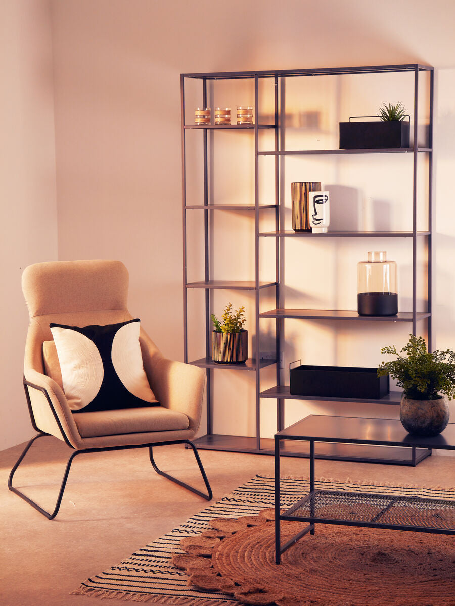 Stockholm Natural Fabric Chair with Black Metal Frame