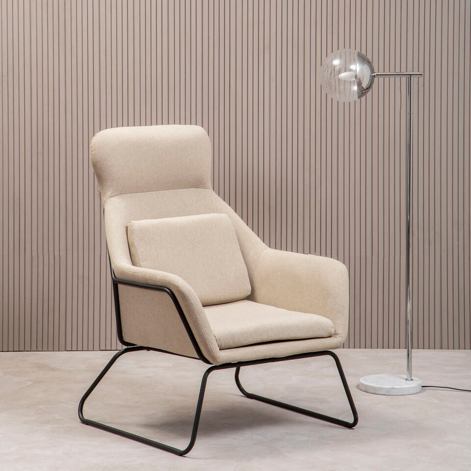 Stockholm Natural Fabric Chair with Black Metal Frame