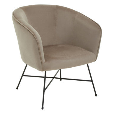 Stockholm Mink Velvet Accent Chair with Wood Frame