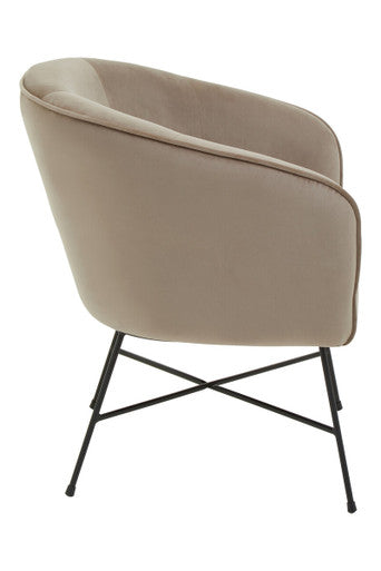Stockholm Mink Velvet Accent Chair with Wood Frame