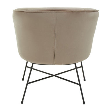 Stockholm Mink Velvet Accent Chair with Wood Frame