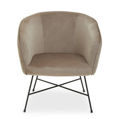 Stockholm Mink Velvet Accent Chair with Wood Frame