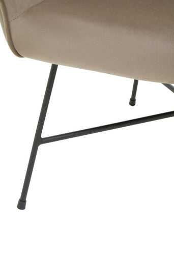Stockholm Mink Velvet Accent Chair with Wood Frame