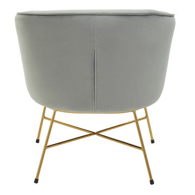 Stockholm Grey Velvet Accent Chair with Gold Finish Legs