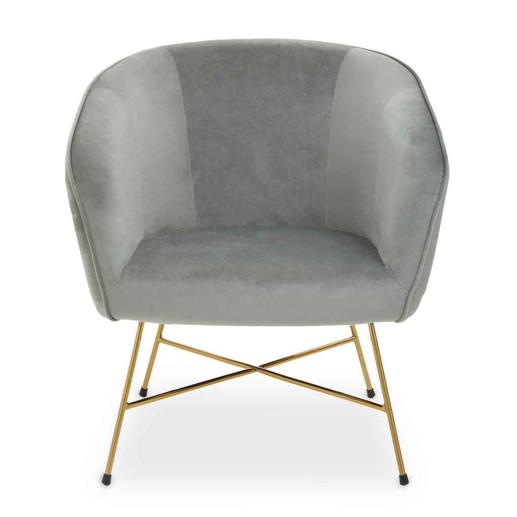 Stockholm Grey Velvet Accent Chair with Gold Finish Legs