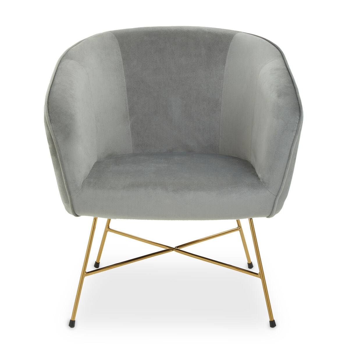 Stockholm Grey Velvet Accent Chair with Gold Finish Legs
