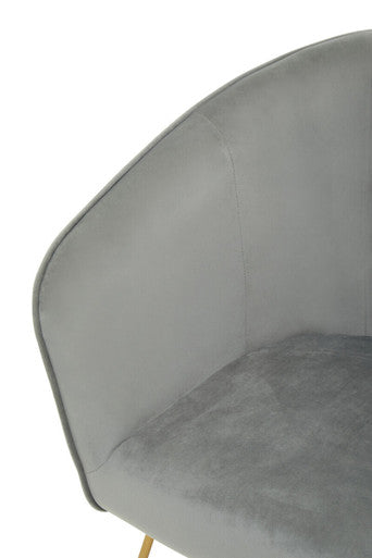 Stockholm Grey Velvet Accent Chair with Gold Finish Legs