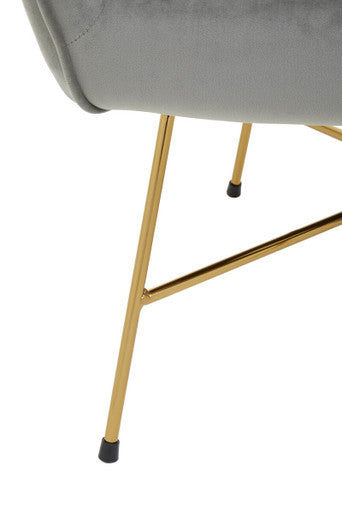 Stockholm Grey Velvet Accent Chair with Gold Finish Legs