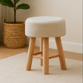 Lentigo White Cotton Stool with Woven Rope Seat