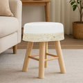 Lentigo White and Natural Fabric Stool with Open Weave Design