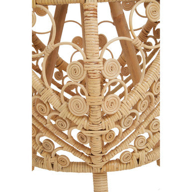 Large Natural Rattan Side Table with Tight Weave and Scrolled Detail, Mataram