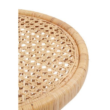 Natural Rattan Side Table with Twisted Base and Tight Weave Top, Mataram
