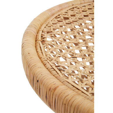 Natural Rattan Side Table with Twisted Base and Tight Weave Top, Mataram