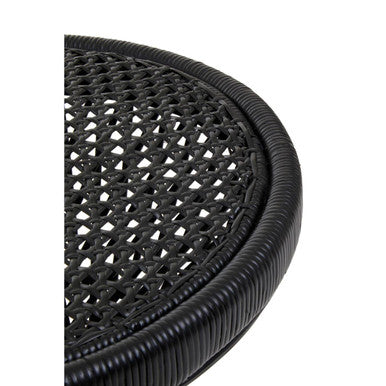 Black Rattan Side Table with Twisted Base and Tight Weave Top, Mataram