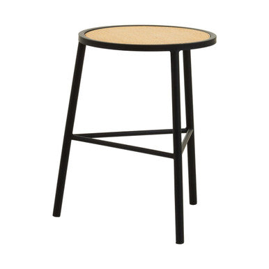 Depok Black Rattan Stool with Rattan Seat