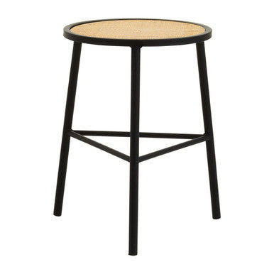 Depok Black Rattan Stool with Rattan Seat