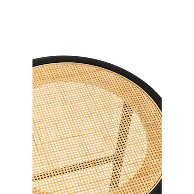 Depok Black Rattan Stool with Rattan Seat