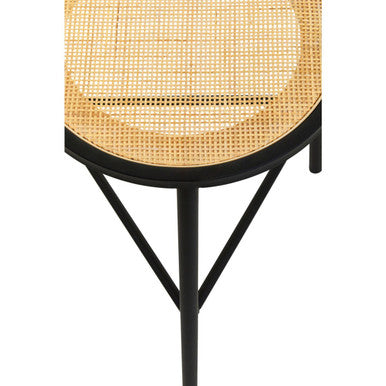 Depok Black Rattan Stool with Rattan Seat