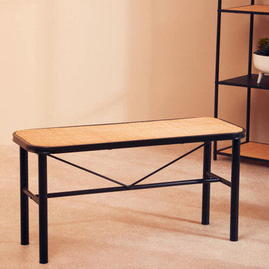 Depok Natural Rattan Bench with Rattan Seat