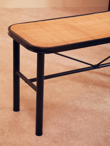 Depok Metal and Rattan Bench